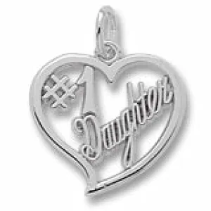 #1 Daughter Charm In 14K White Gold