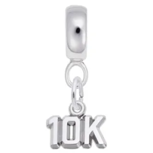 10K Race Charm Dangle Bead In Sterling Silver