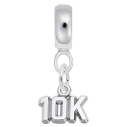 10K Race Charm Dangle Bead In Sterling Silver