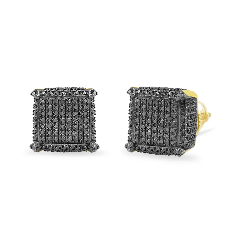 10k Yellow Gold .40ct Black Diamond Dice Earrings