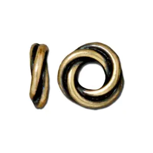 10mm Brass Oxide Twist Large Hole Spacer by TierraCast