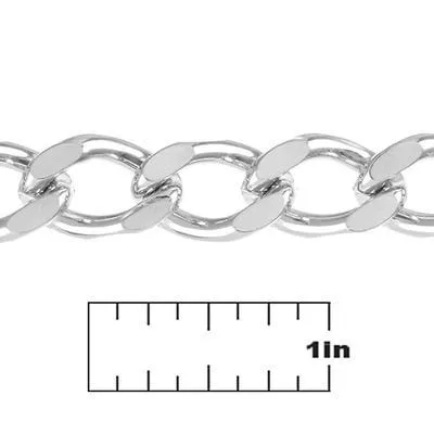 10mm Silver Plated Flat Curb Chain Link