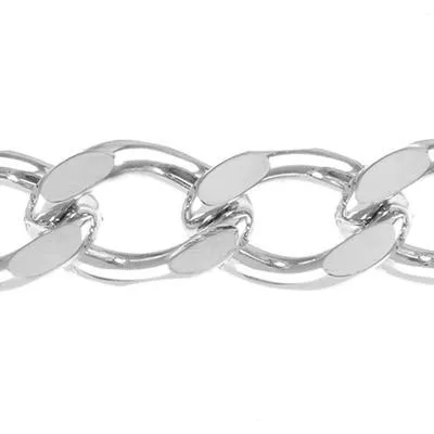 10mm Silver Plated Flat Curb Chain Link