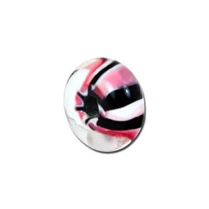 12mm Clear with Black and Pink Stripes Rondelle Lampwork Beads (5 Pieces)