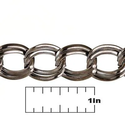 12mm Gunmetal Double Curb Chain - CLEARANCE