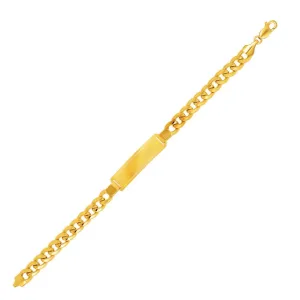 14k Yellow Gold Men's ID Cuban Chain Bracelet