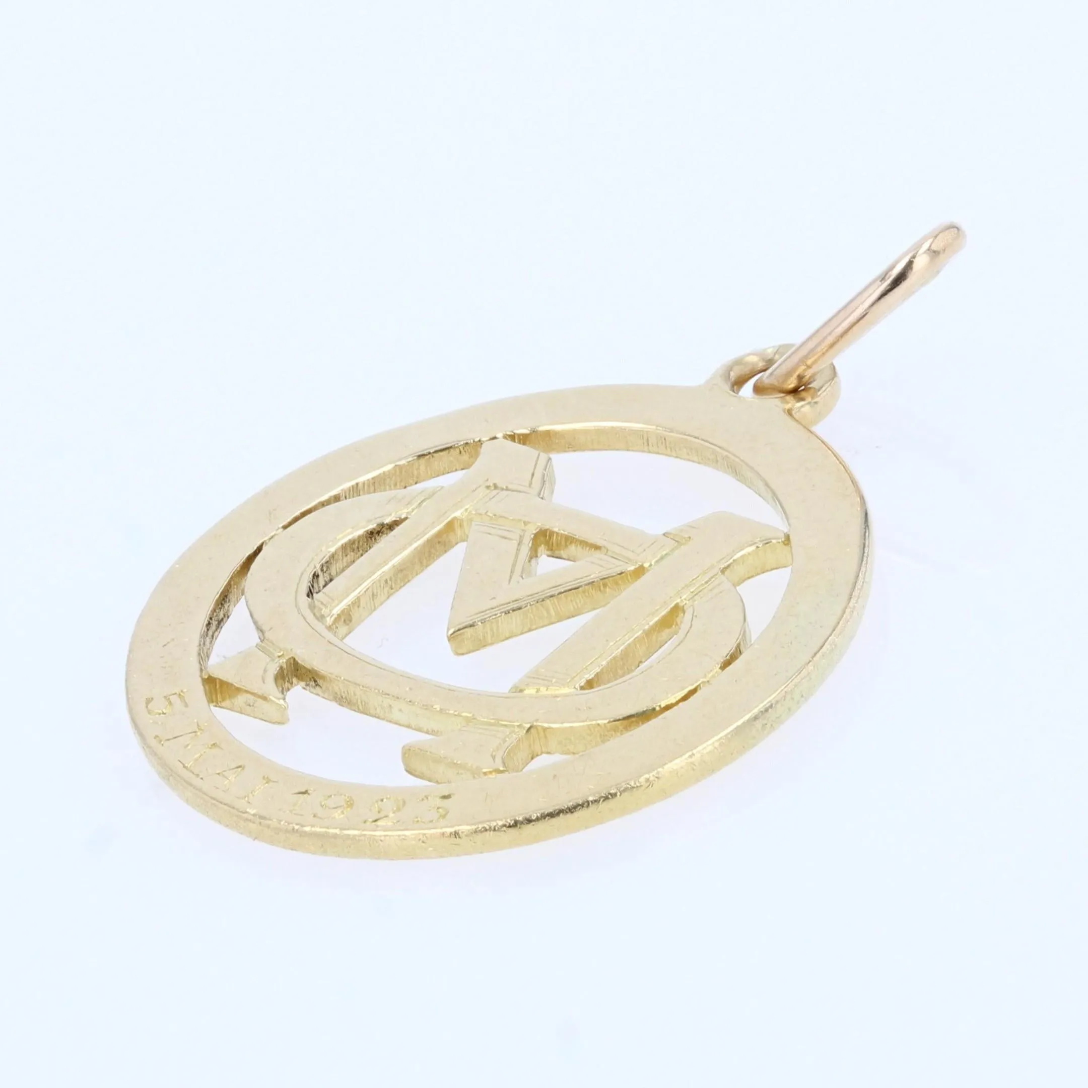 1920s 18 Karat Yellow Gold Initials Pendant Necklace