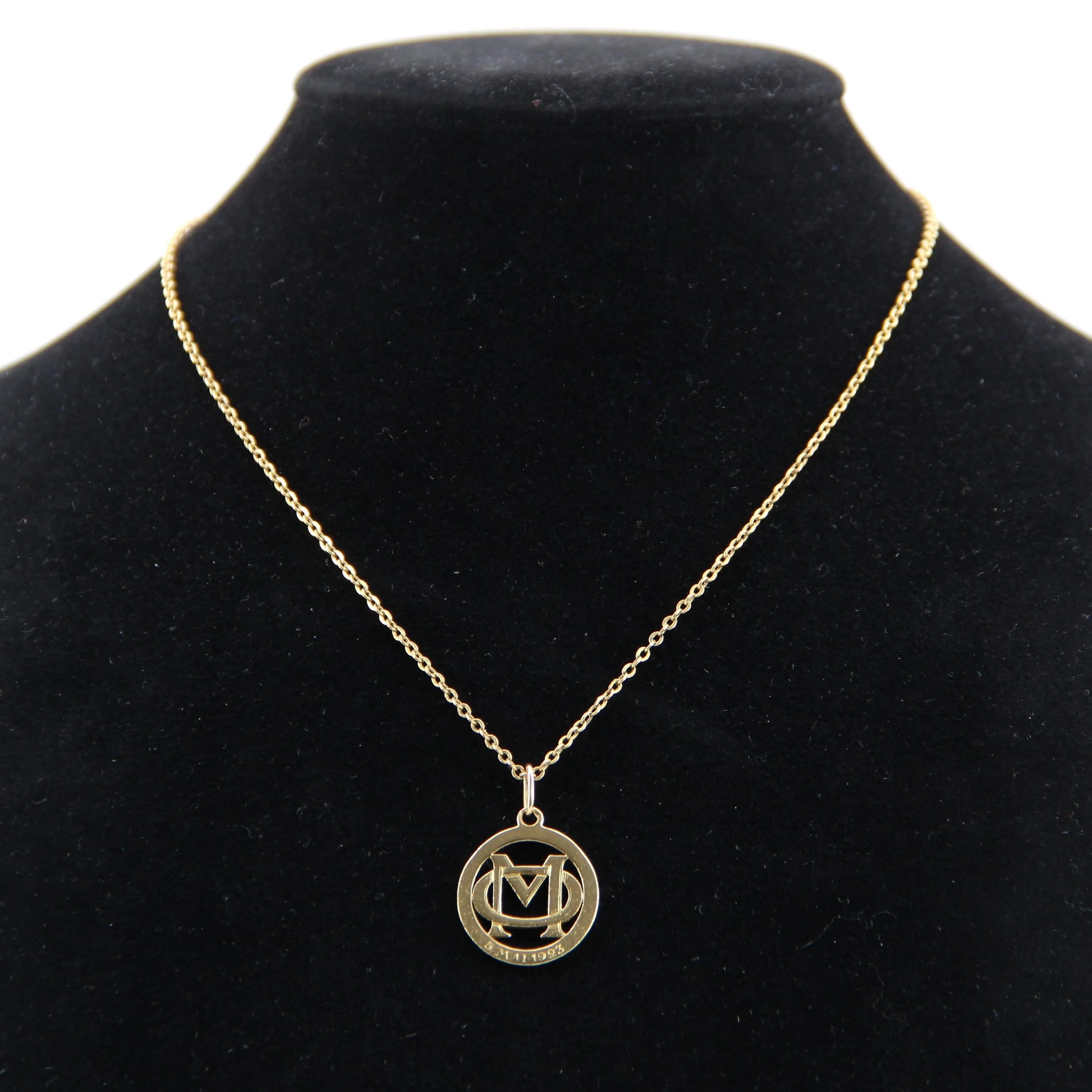 1920s 18 Karat Yellow Gold Initials Pendant Necklace