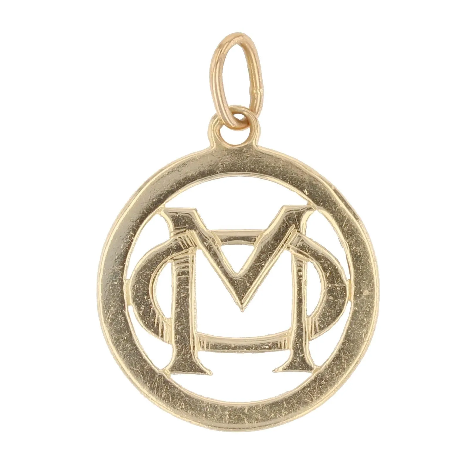 1920s 18 Karat Yellow Gold Initials Pendant Necklace