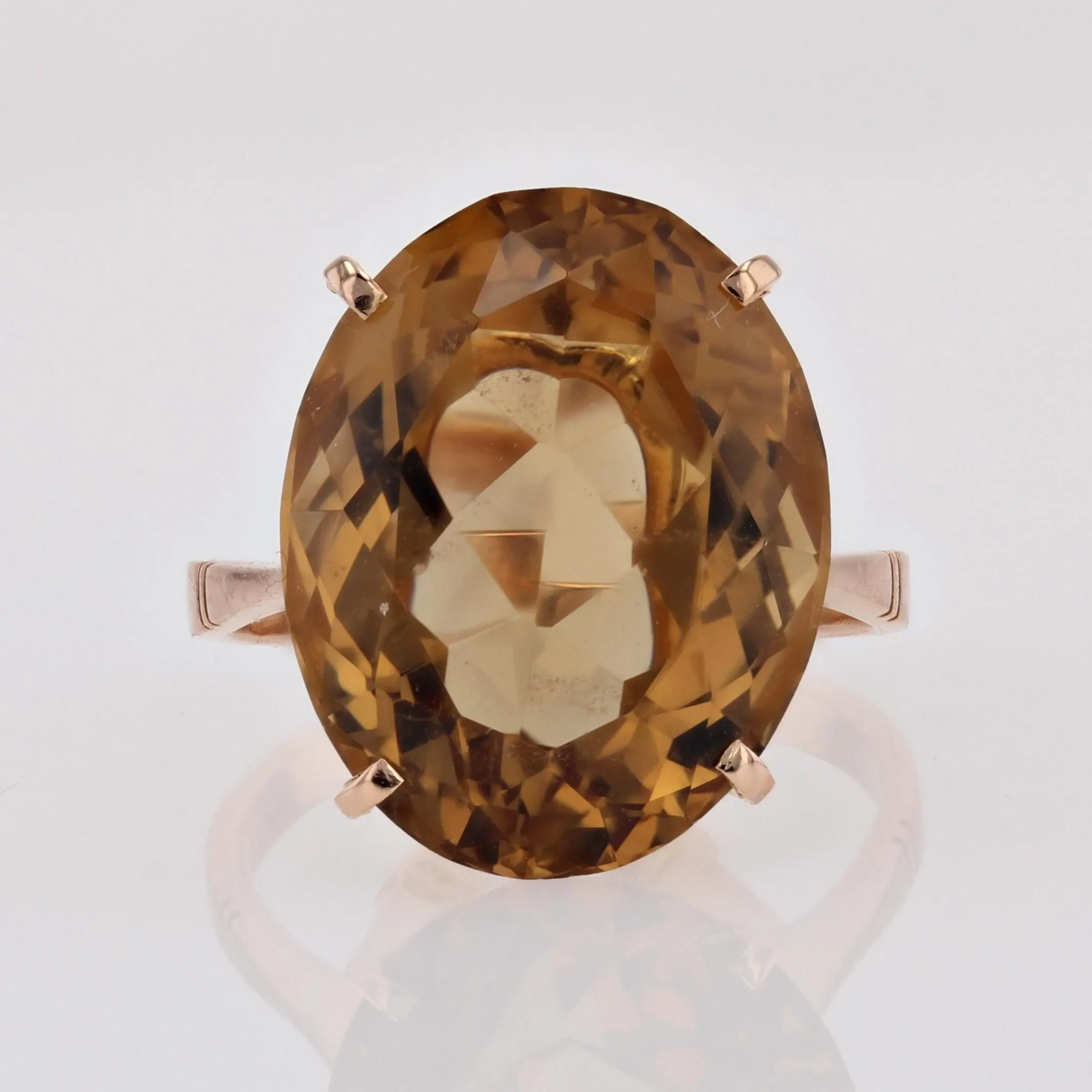 1960s 12 Carats Citrine 18 Karat Yellow Gold Cocktail Ring