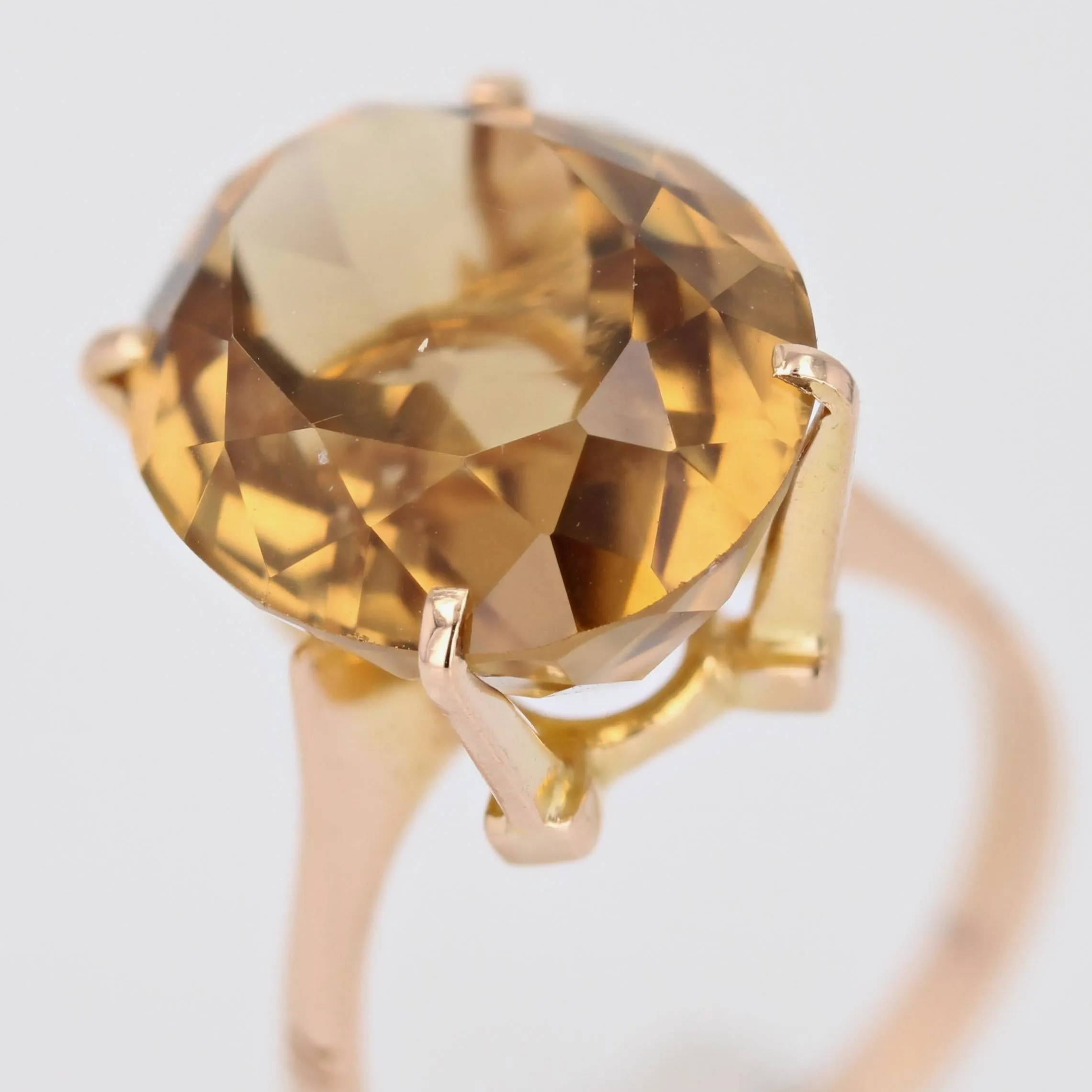 1960s 12 Carats Citrine 18 Karat Yellow Gold Cocktail Ring