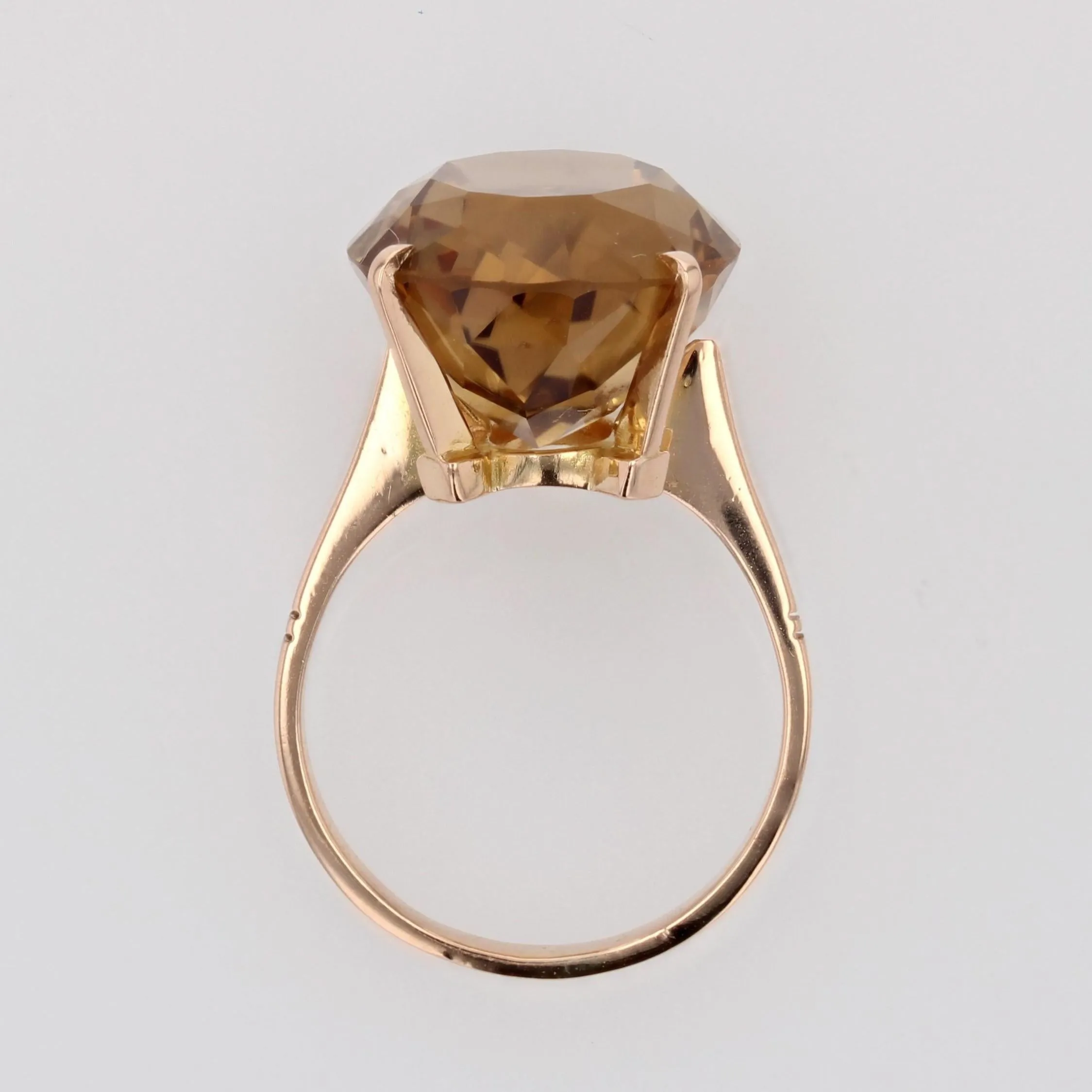 1960s 12 Carats Citrine 18 Karat Yellow Gold Cocktail Ring