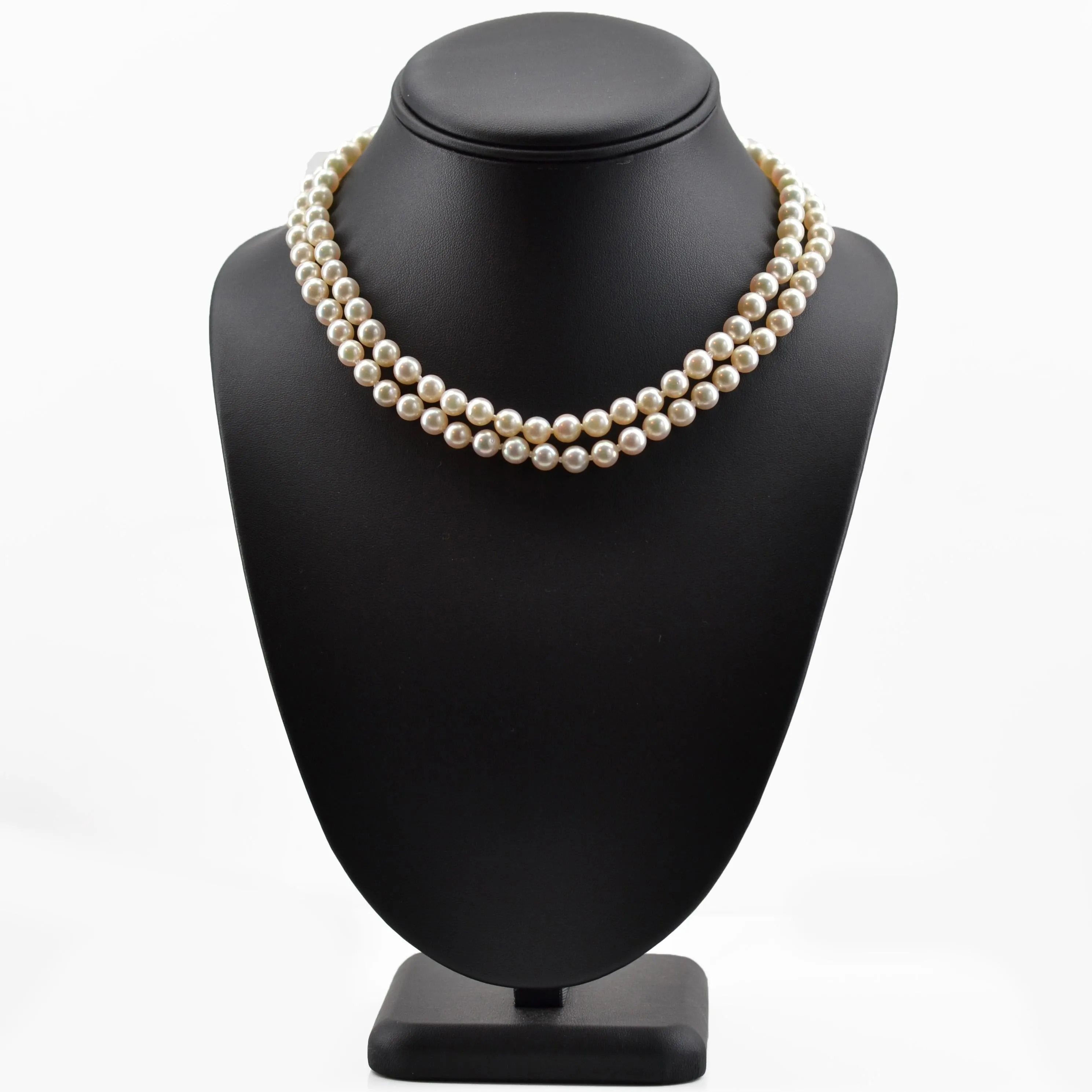 1960s Cultured Pearl Yellow Gold Double Row Necklace