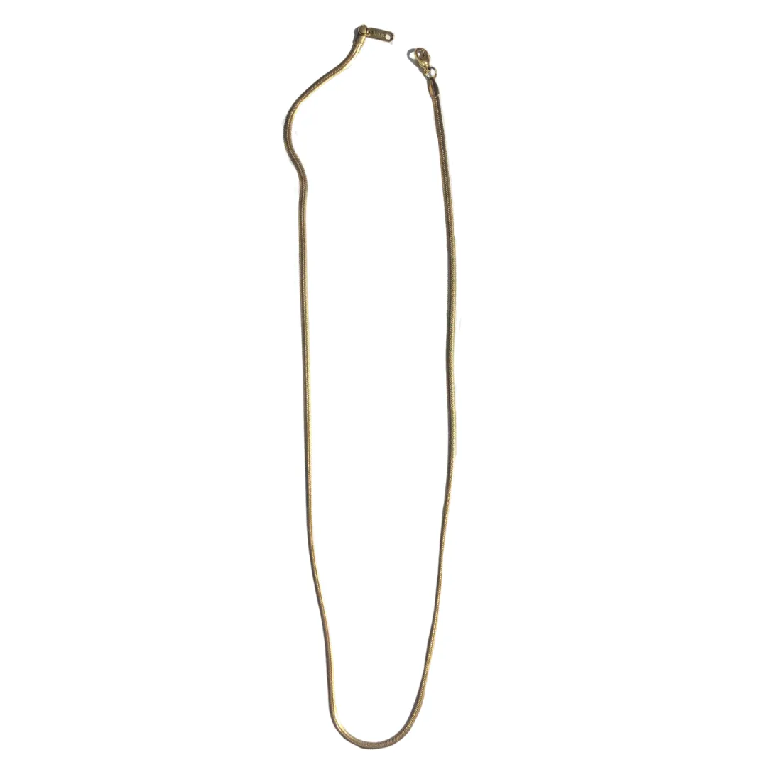 22In Stainless Steel 3MM Flat Snake Chain Necklace Gold Plated