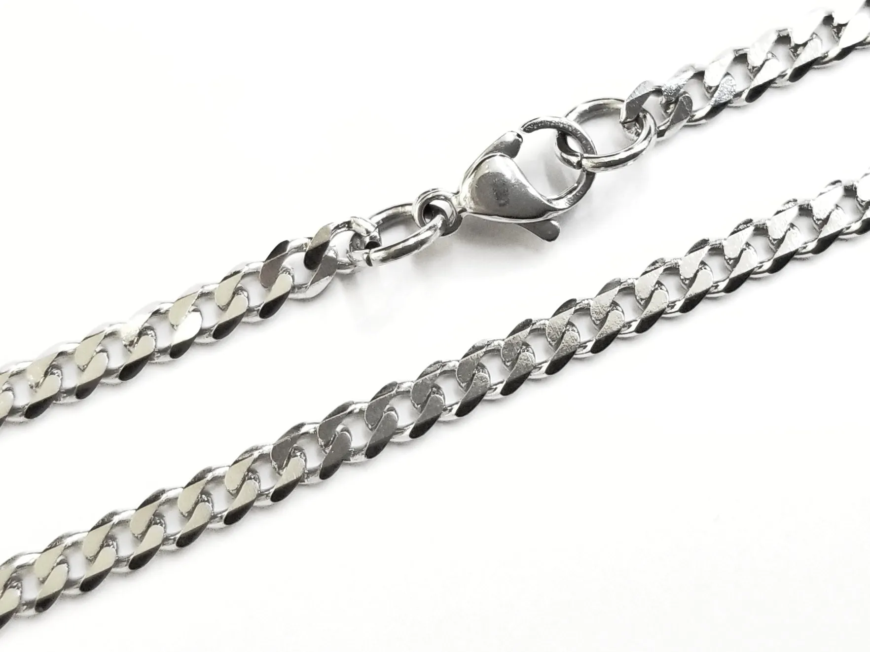 22" Stainless Steel Necklace, 3.5mm Curb Chain | 22" 不鏽鋼項鏈 3.5mm 磨光扁鏈