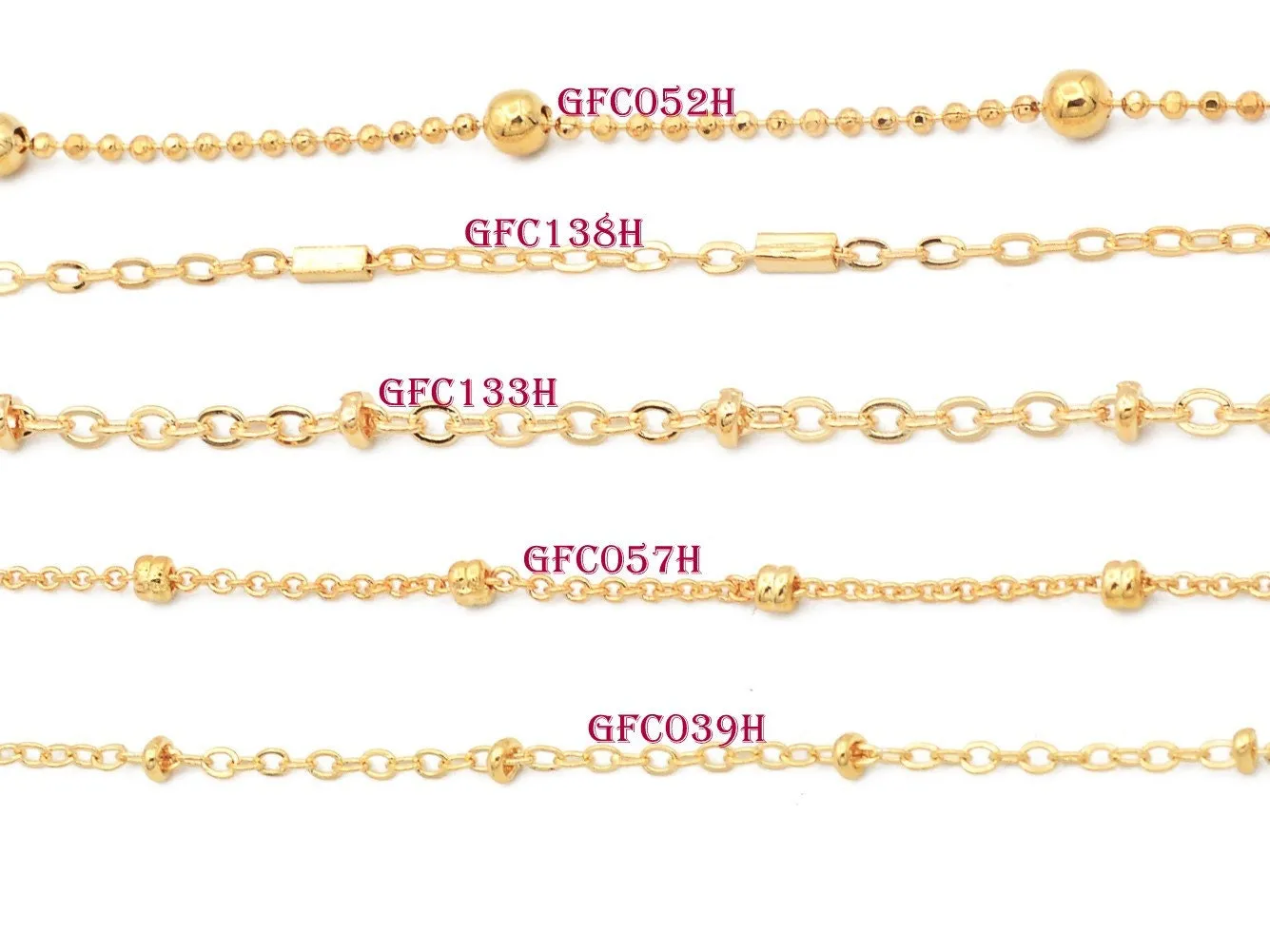 3 Feet 18K/14K Gold Filled Look, Cable Chain Curb Cuban Flat With Oval Bead,  Satellite Chain customize necklace For Jewelry supplies and wholesale