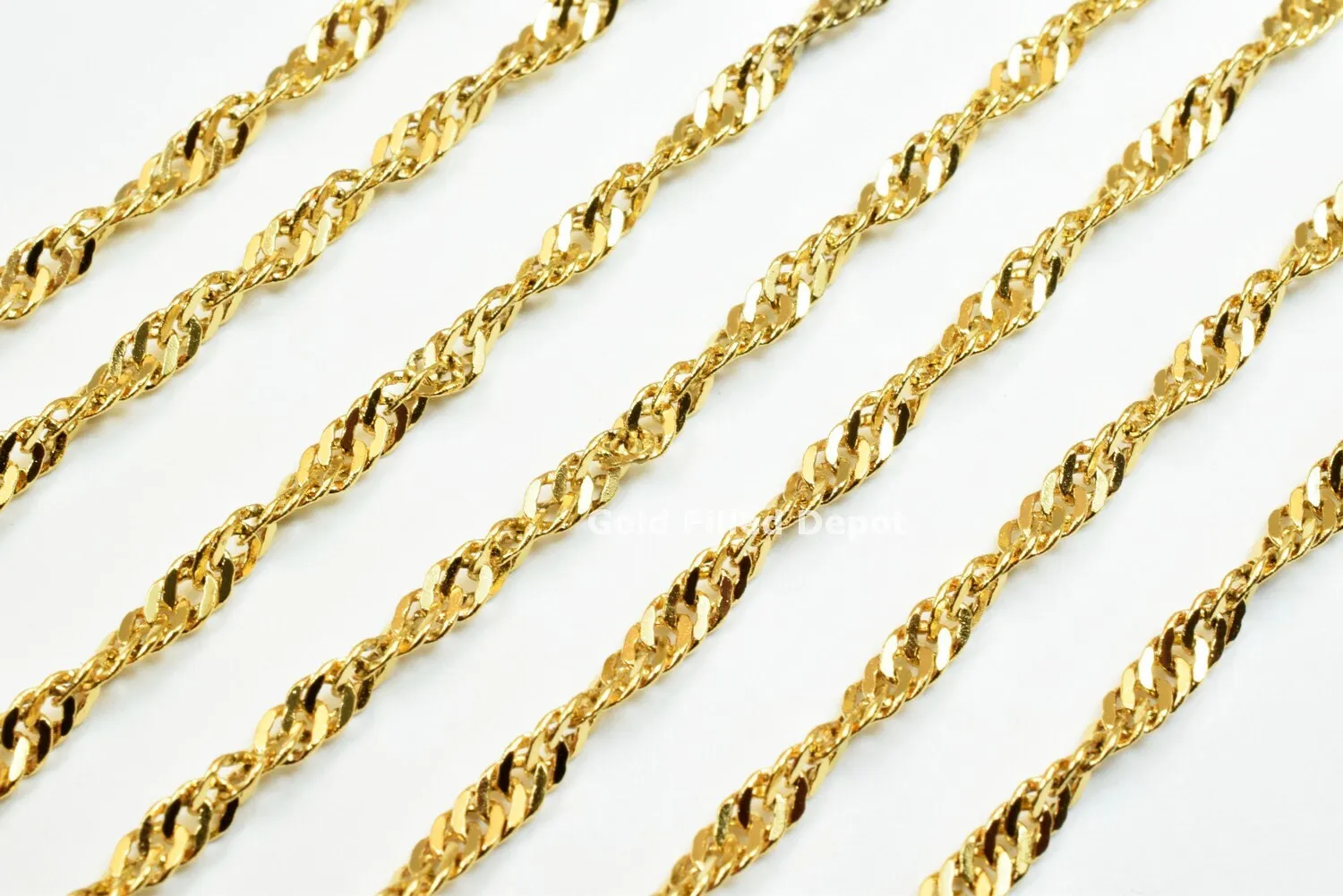 3 Foot 18K Gold Filled Look, Flat Twist Snake Chain Size 2.8mm Gold Filled Look, Findings Chain For Jewelry Making GFC009