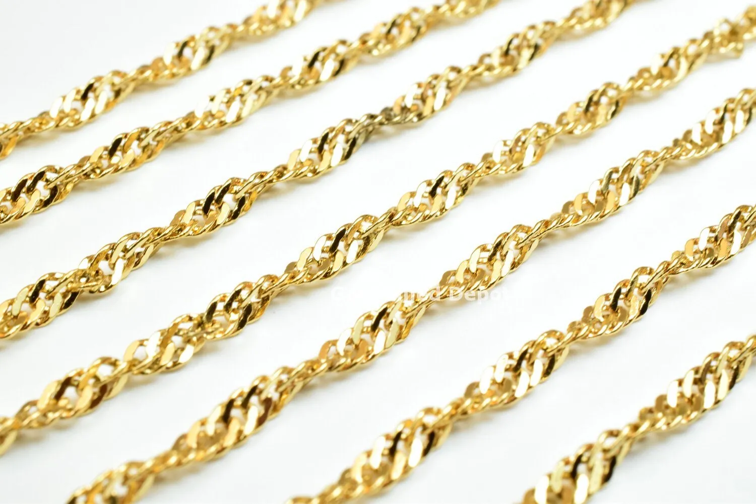 3 Foot 18K Gold Filled Look, Flat Twist Snake Chain Size 2.8mm Gold Filled Look, Findings Chain For Jewelry Making GFC009