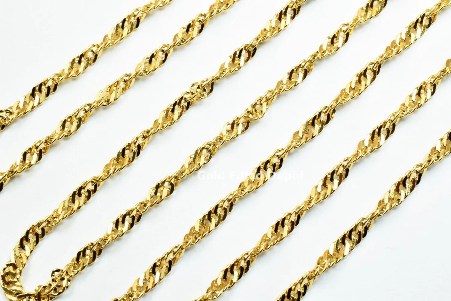 3 Foot 18K Gold Filled Look, Flat Twist Snake Chain Size 2.8mm Gold Filled Look, Findings Chain For Jewelry Making GFC009