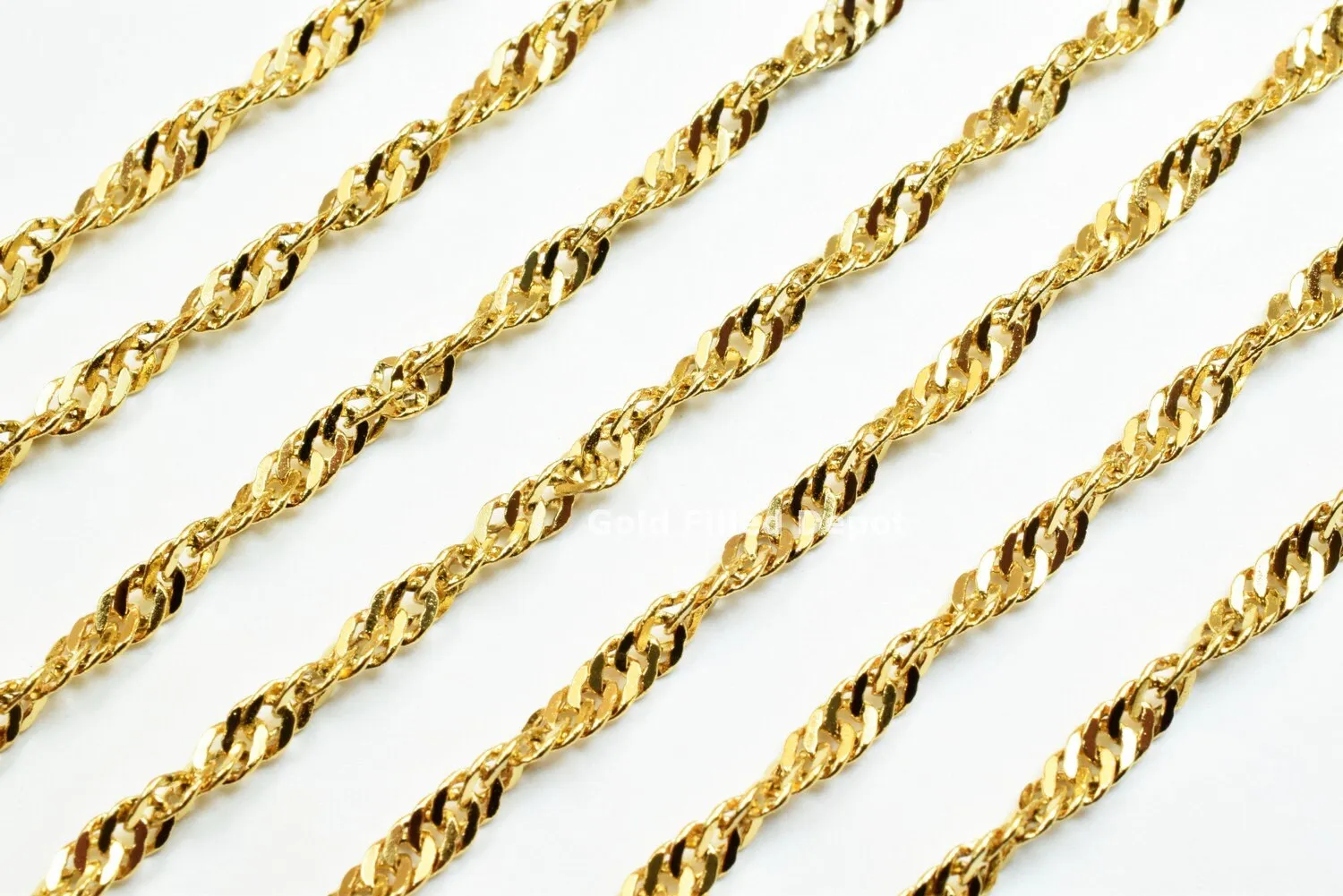 3 Foot 18K Gold Filled Look, Flat Twist Snake Chain Size 2.8mm Gold Filled Look, Findings Chain For Jewelry Making GFC009