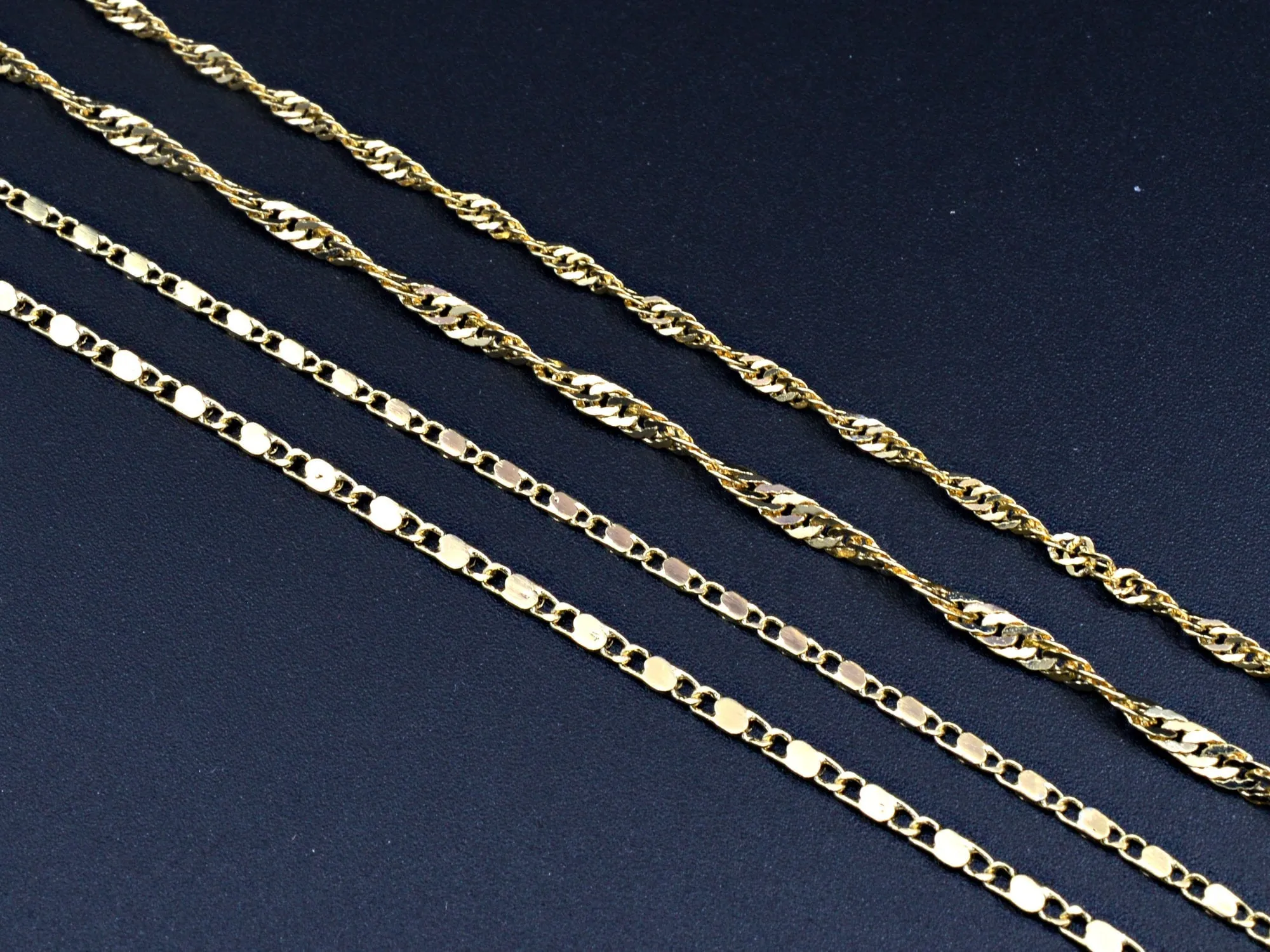 3Ft/PK 14K Gold Filled Look, Singapore/Bar Scroll necklace Chain 1.8/2/2.8mm Findings For Jewelry Supplier and customize Wholesale