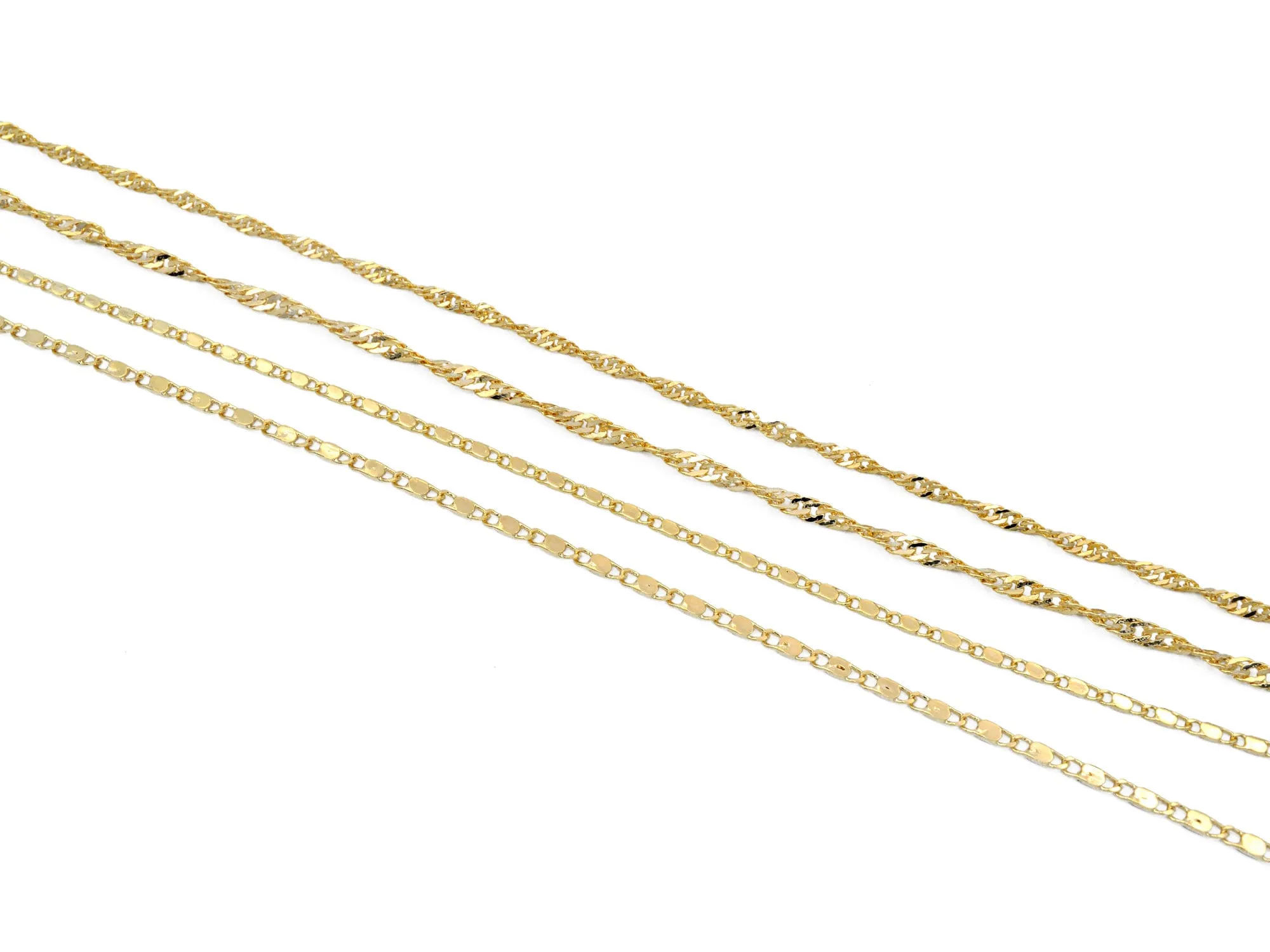 3Ft/PK 14K Gold Filled Look, Singapore/Bar Scroll necklace Chain 1.8/2/2.8mm Findings For Jewelry Supplier and customize Wholesale