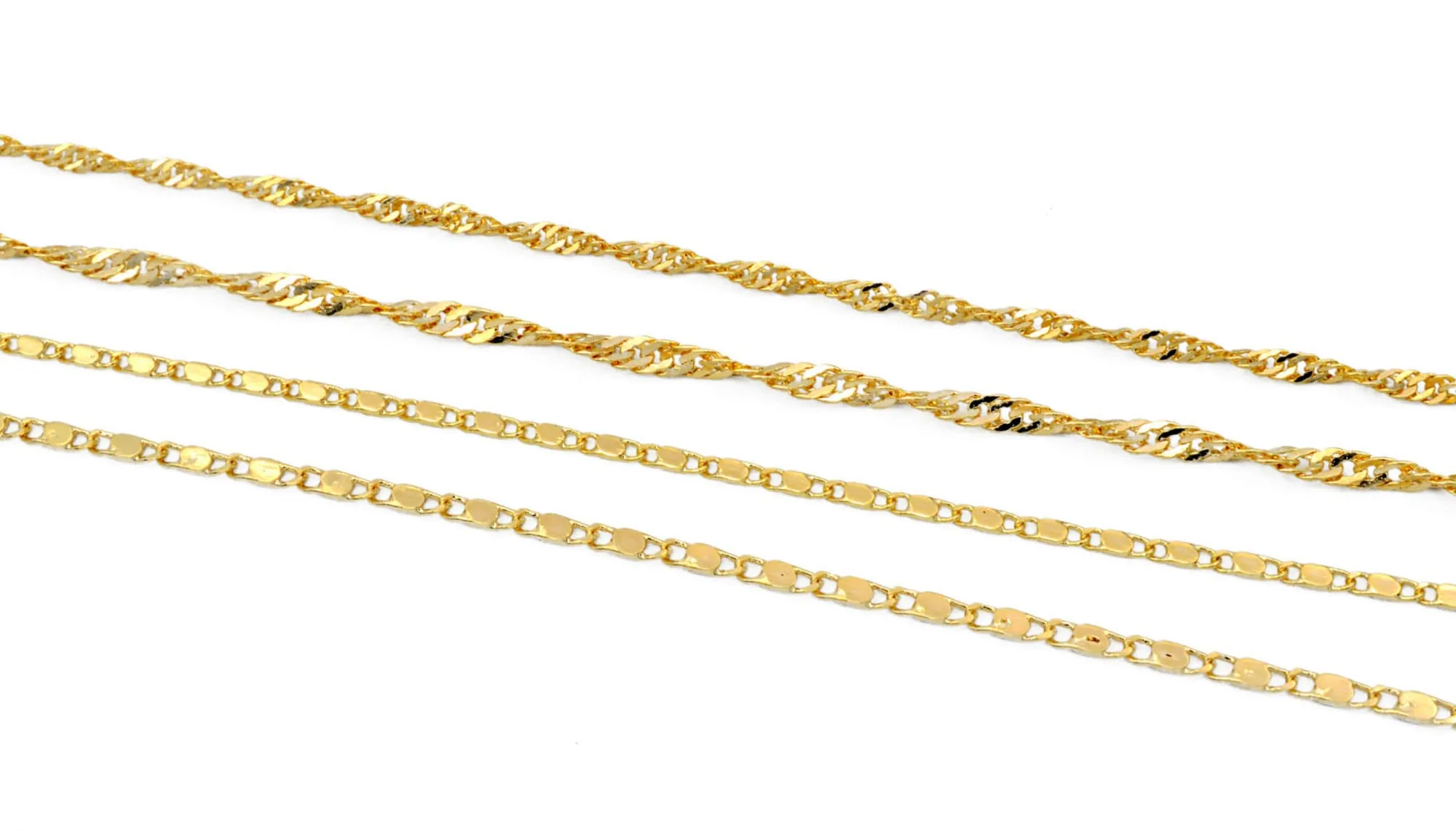 3Ft/PK 14K Gold Filled Look, Singapore/Bar Scroll necklace Chain 1.8/2/2.8mm Findings For Jewelry Supplier and customize Wholesale