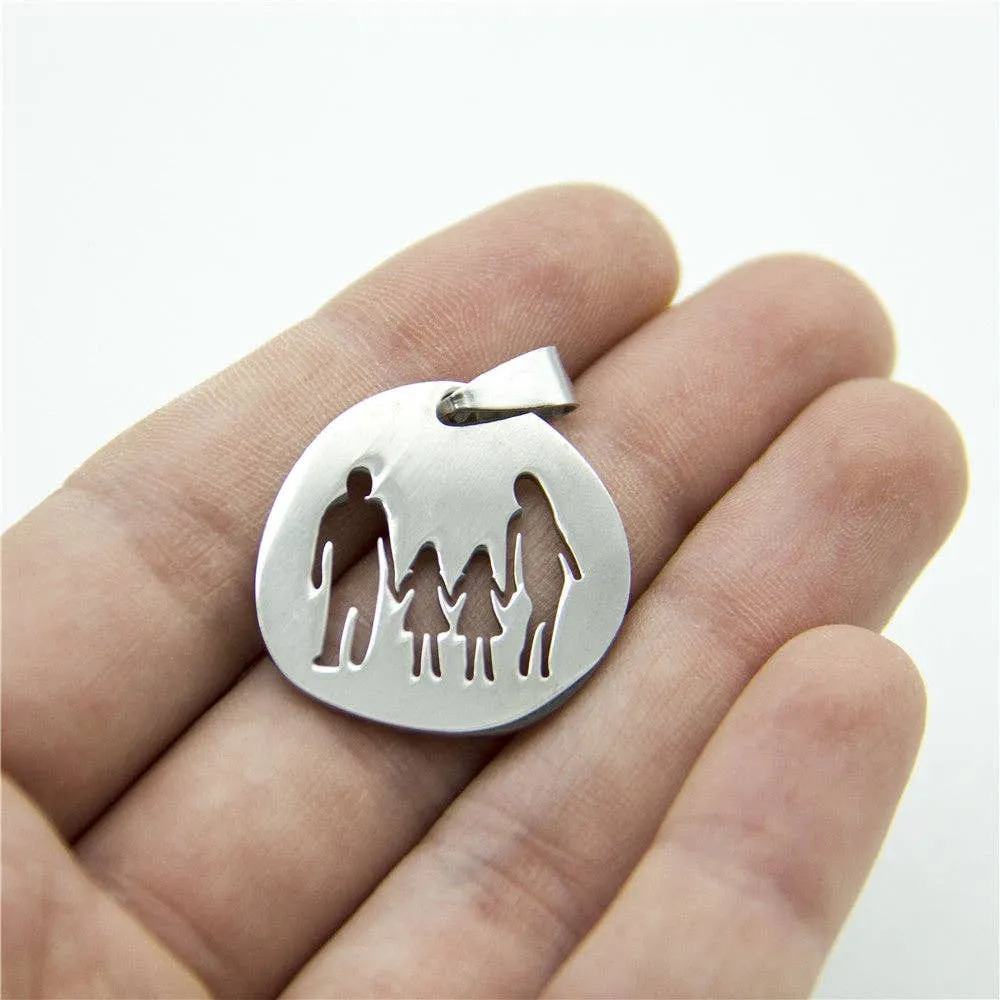 3pcs Stainless steel Family pendant 25x25mm jewellery Jewelry finding D-3-342