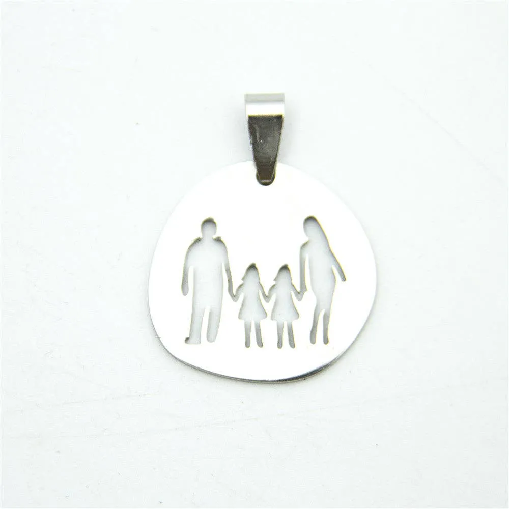 3pcs Stainless steel Family pendant 25x25mm jewellery Jewelry finding D-3-342