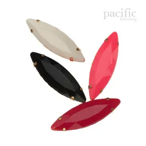 A Pack of 4pcs Sew-on Plastic Rhinestone 15x48mm Navette W/Setting Available in 4 Colors