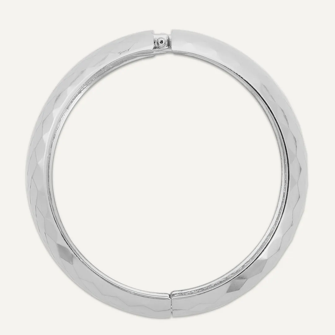 Abstract Hinged Contemporary Bracelet In Silver-Tone