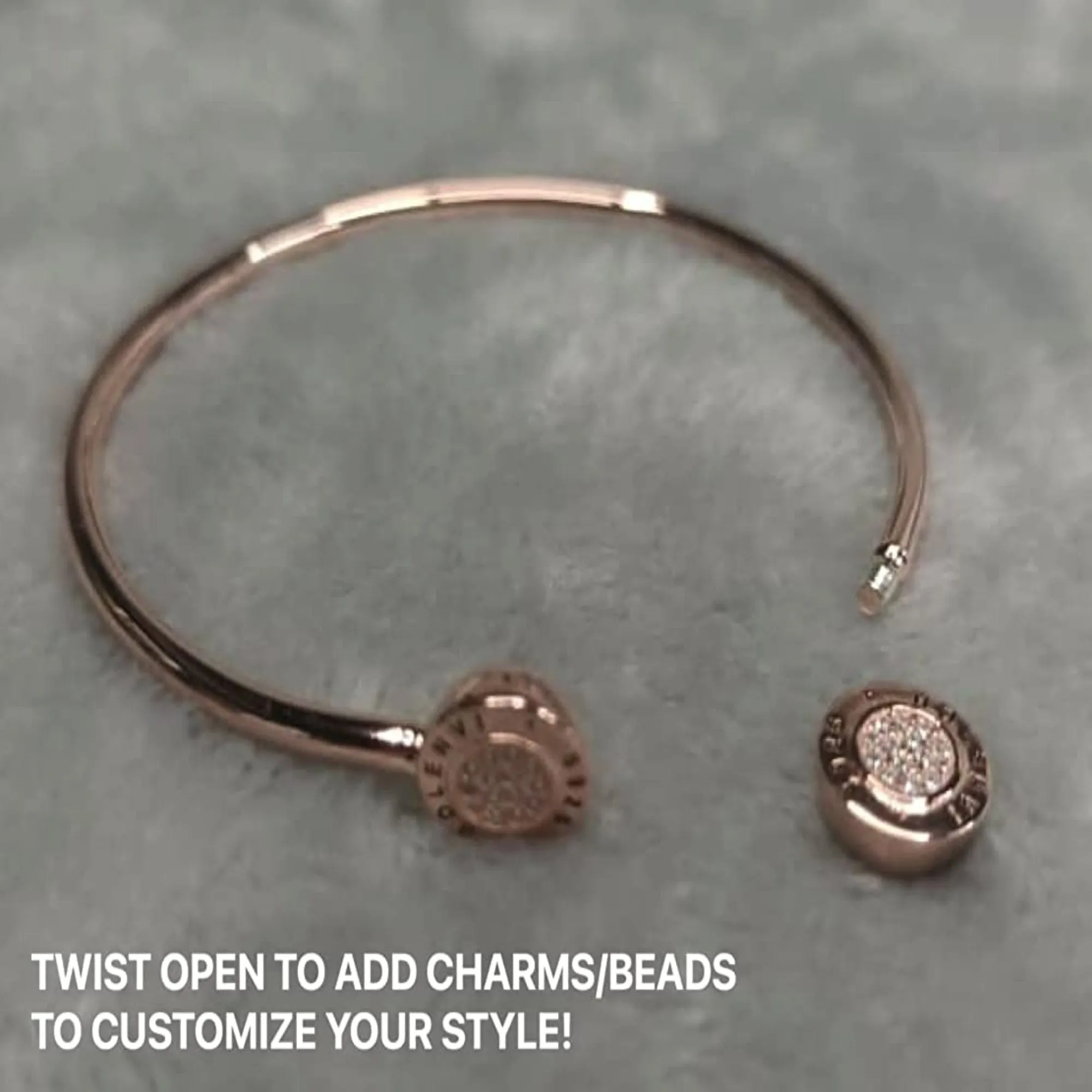 Adjustable Rose Gold Bangle Layer Charm Bracelet