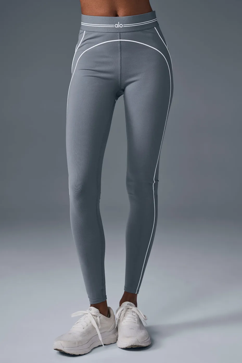 Airbrush High-Waist Heart Throb Legging - Steel Grey/White