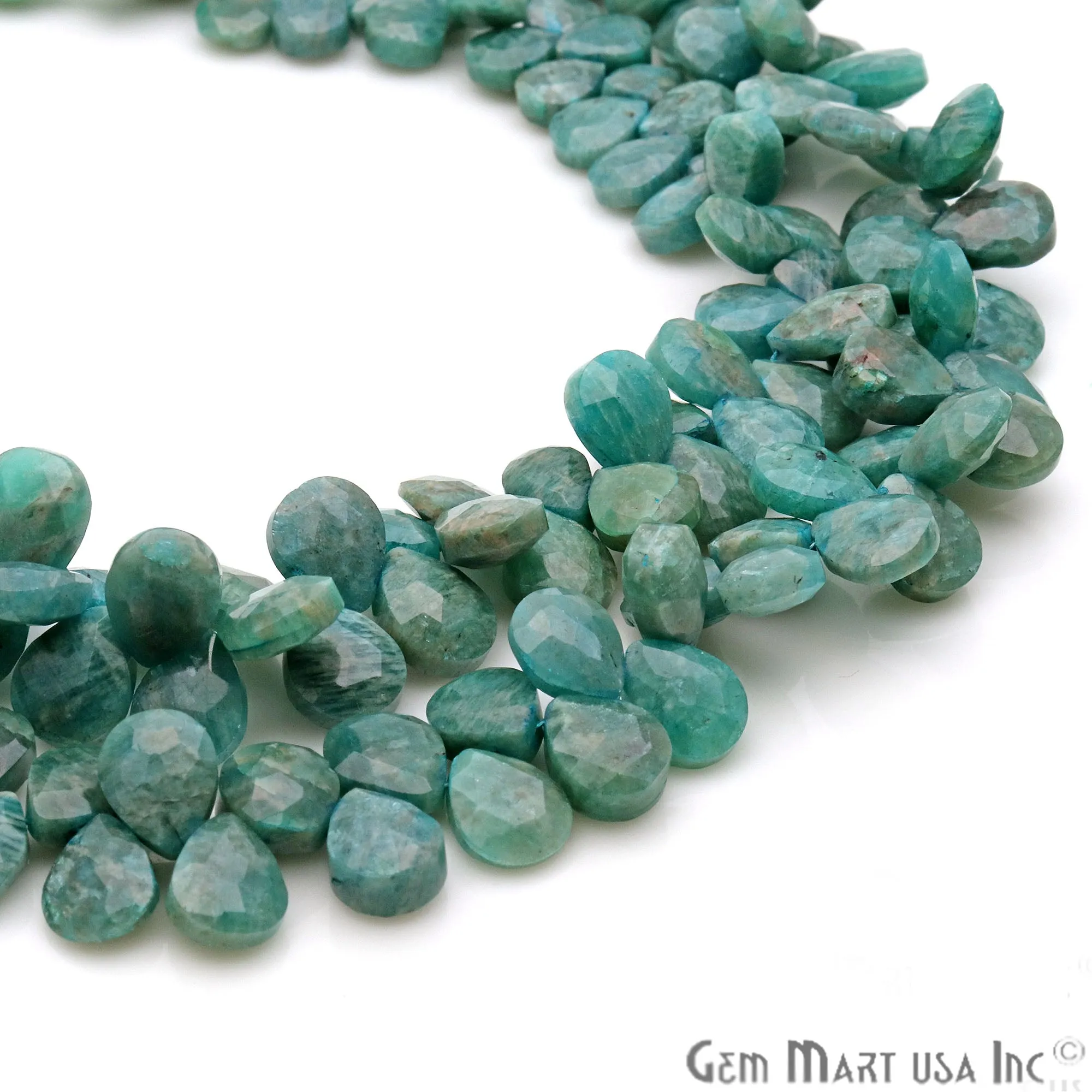 Amazonite Pears Beads, 8 Inch Gemstone Strands, Drilled Strung Briolette Beads, Pears Shape, 9x11mm