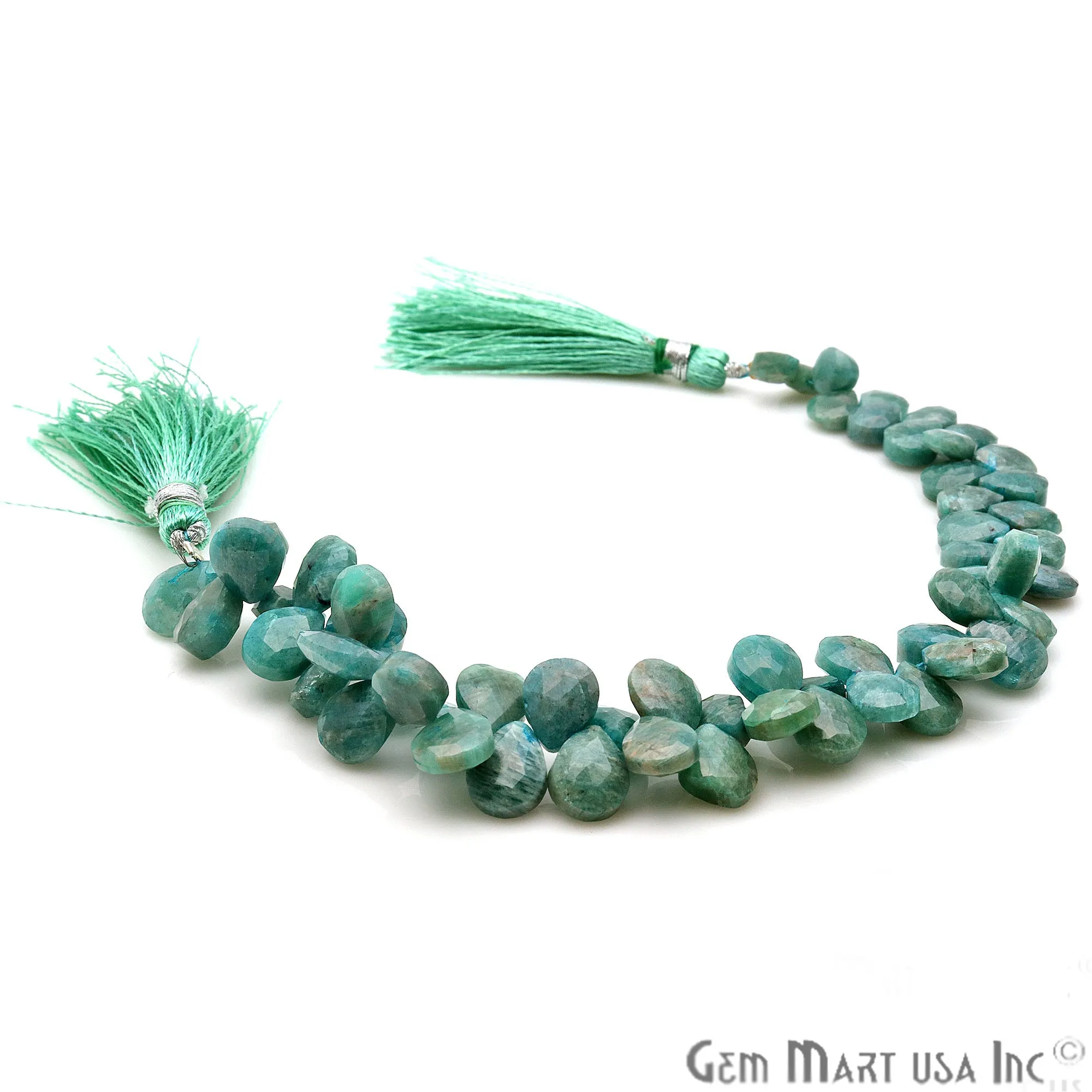 Amazonite Pears Beads, 8 Inch Gemstone Strands, Drilled Strung Briolette Beads, Pears Shape, 9x11mm