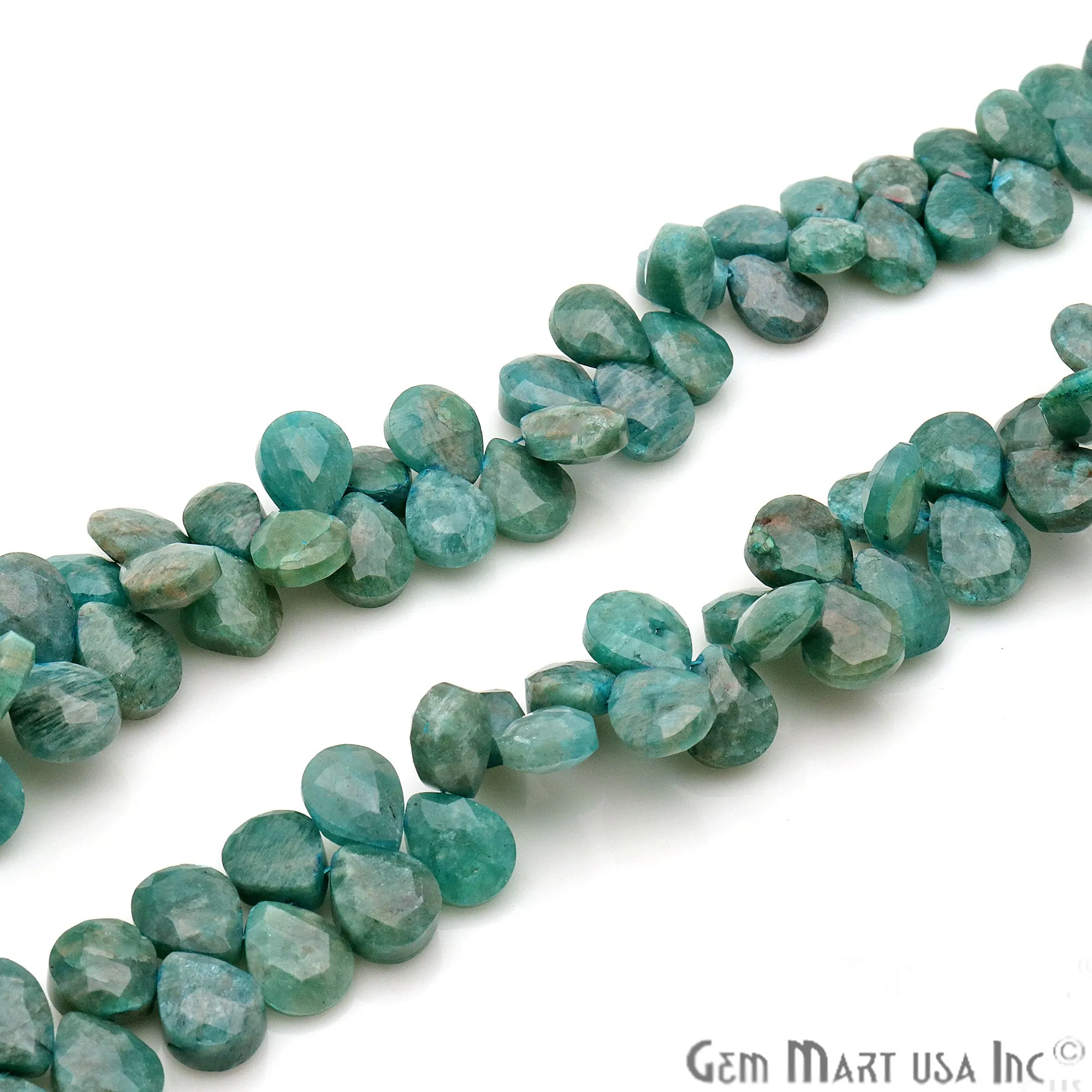 Amazonite Pears Beads, 8 Inch Gemstone Strands, Drilled Strung Briolette Beads, Pears Shape, 9x11mm