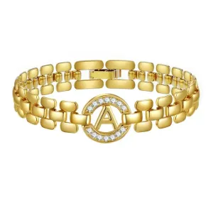 Apsvo A Letter Bracelet Gold Initial Bracelet Cubic