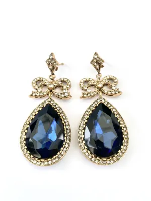 Authentic Crystal Navy Blue Zircon Stone Earring