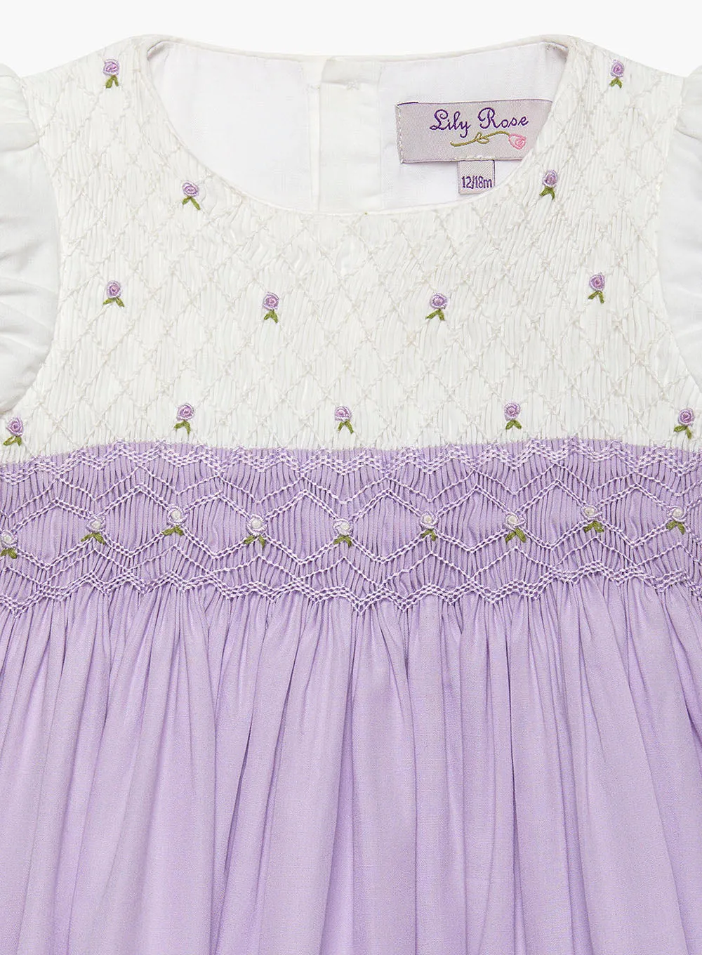 Baby Rose Hand Smocked Dress in Lilac