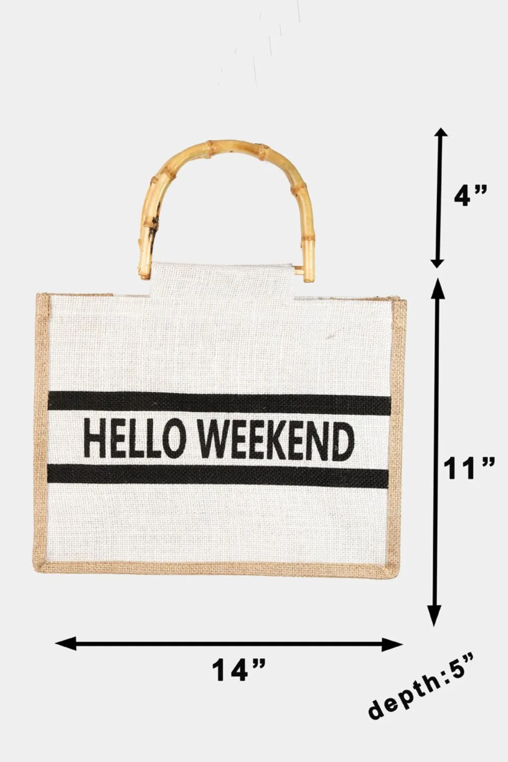 Bamboo Handle Hello Weekend Tote Bag WH