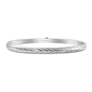 Bangle Bracelet with Diamond Cut Design in Sterling Silver