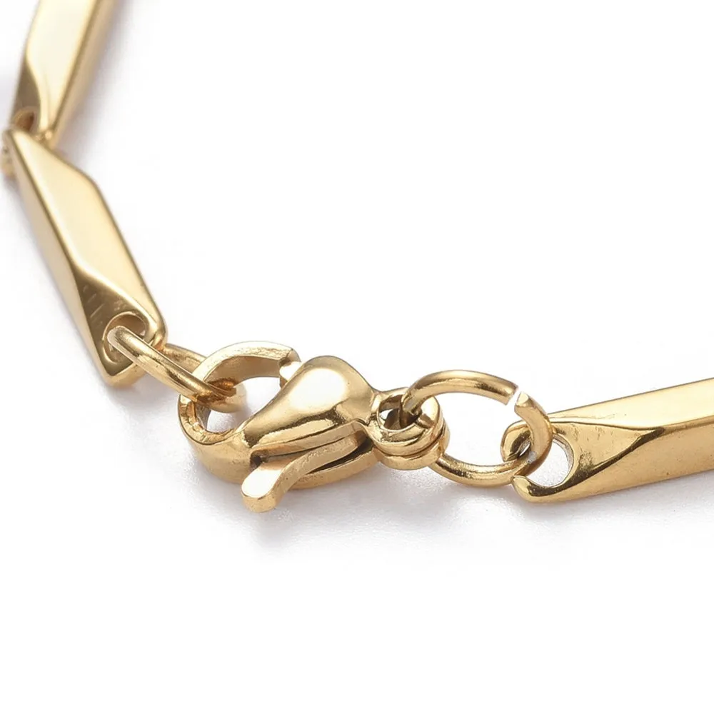 Bar Link Chain Bracelet -Plated Stainless -  8-5/8"