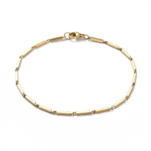 Bar Link Chain Bracelet - Plated Stainless - 8.25"