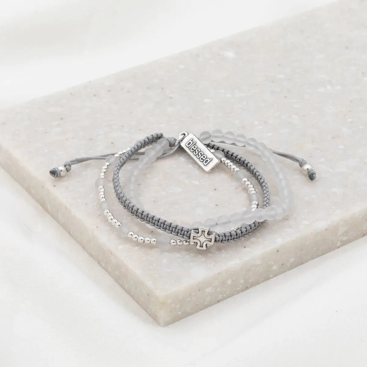 Be Still Prayer Bracelet-Frosted Quartz