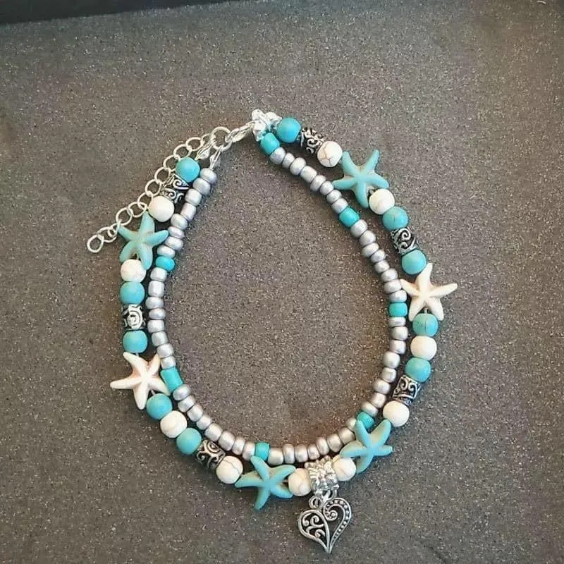 Beaded Turquoise Anklet