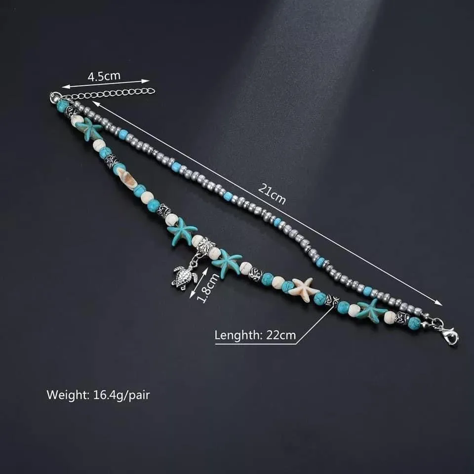 Beaded Turquoise Anklet