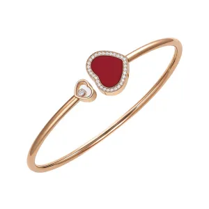 Chopard 18k Rose Gold Happy Hearts Red Stone Bangle Bracelet- 85A074-5800