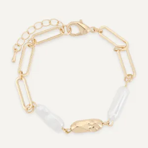 Classic Faux Pearls Bracelet In Gold-Tone