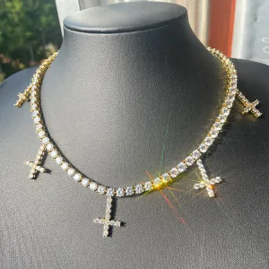 Cross Tennis Chain Necklace