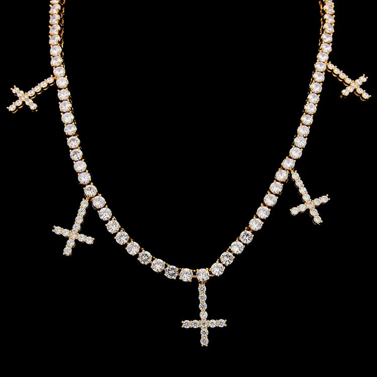 Cross Tennis Chain Necklace